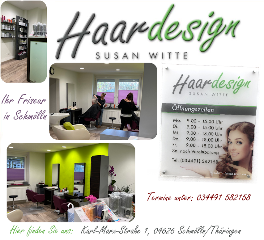 Haardesign Susan Witte - Ihr Friseur in Schmölln/Thüringen, Karl-Marx-Straße 1